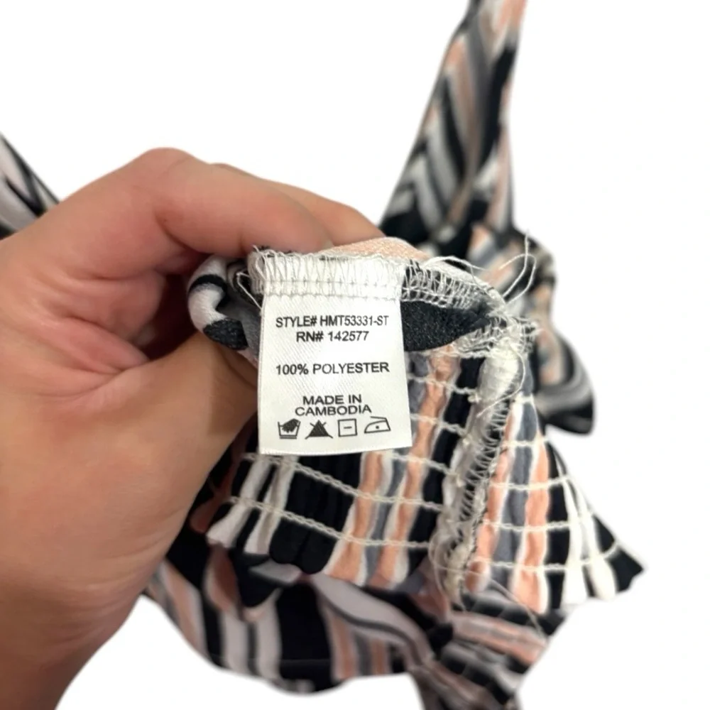 Haute Monde Striped Tie Front Crop Top Size Small Festival Summer Vacation - Picture 5 of 7